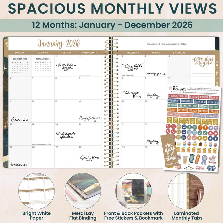 2026 Soft Cover Planner, 8.5" x 11", Celestial Skies