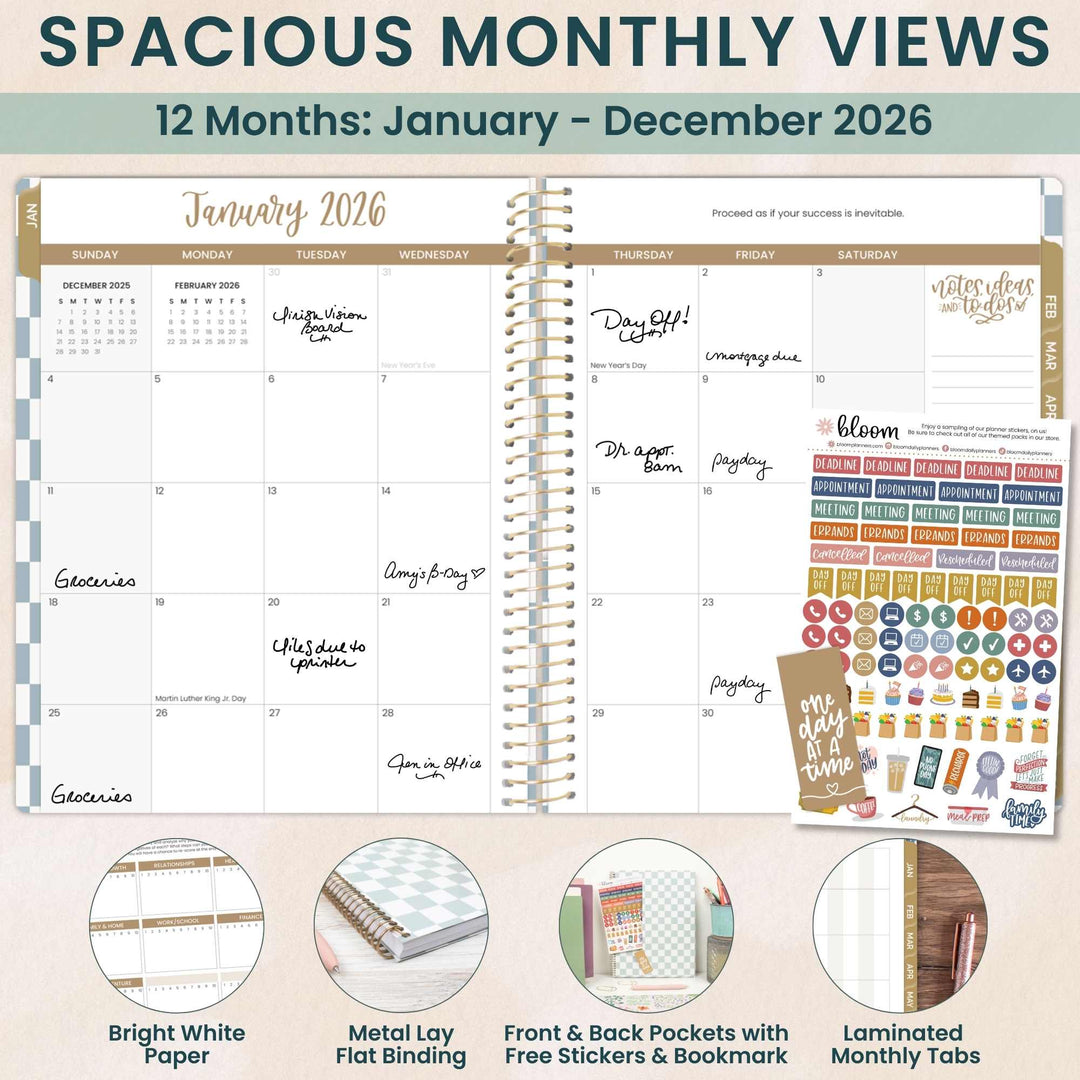 2026 Soft Cover Planner, 8.5" x 11", Checkered