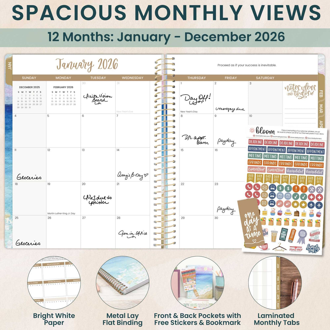 2026 Soft Cover Planner, 8.5" x 11", Coastal Calm