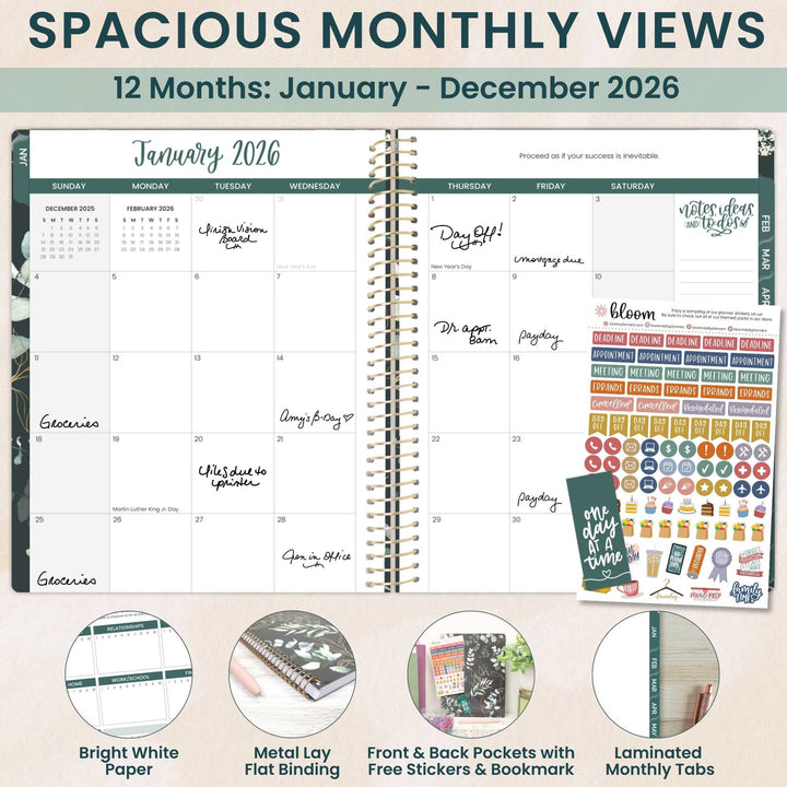 2026 Soft Cover Planner, 8.5" x 11", Eucalyptus, Green