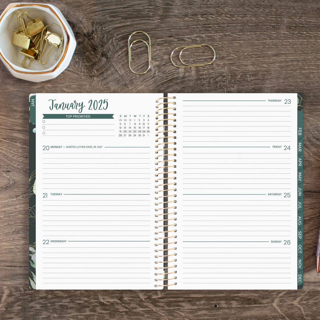 2025 Soft Cover Planner, 5.5" x 8.25", Eucalyptus, Green