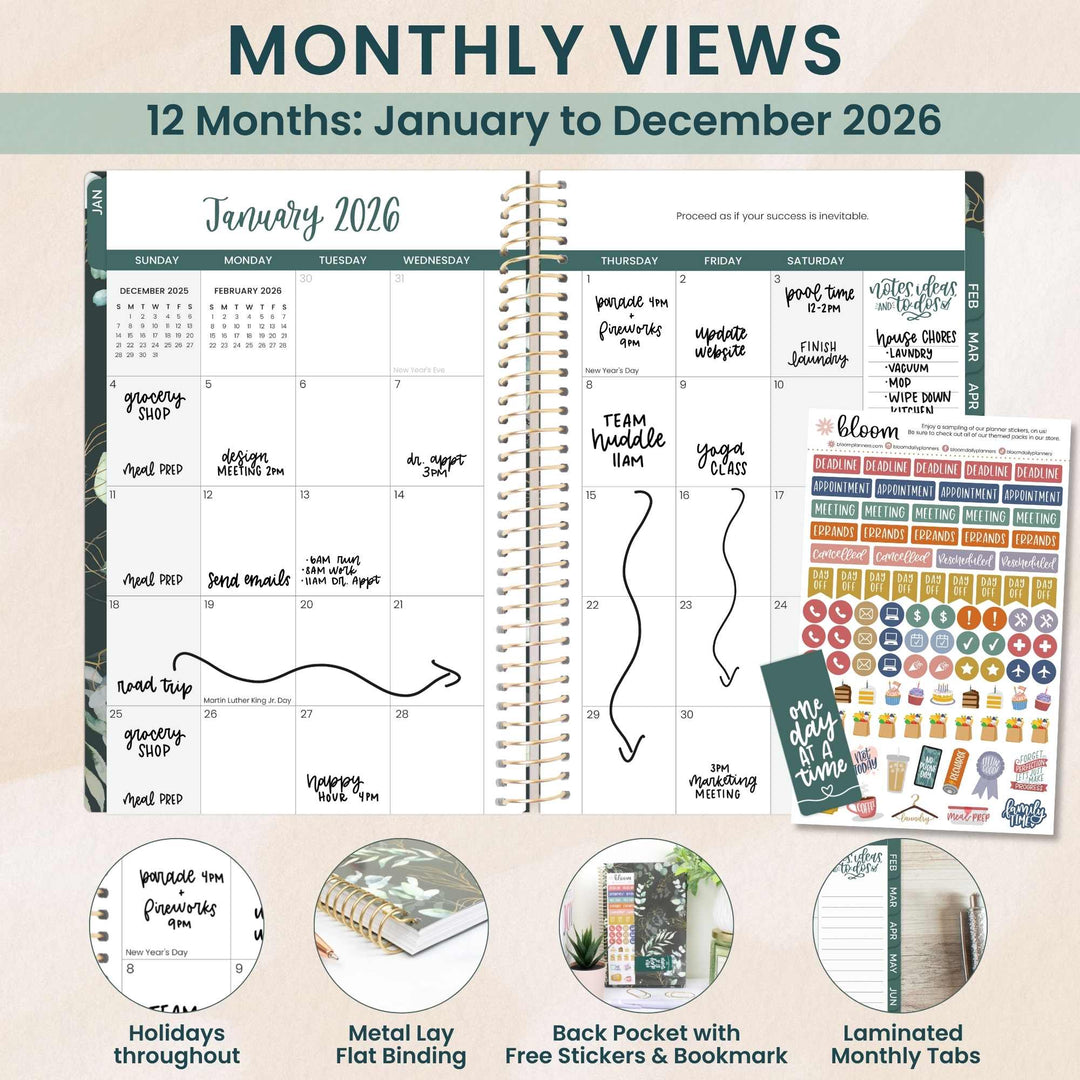 2026 Soft Cover Planner, 5.5" x 8.25", Eucalyptus, Green