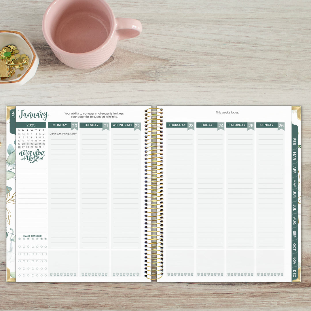 2025 Vision Planner, 7.5" x 9", Eucalyptus, White