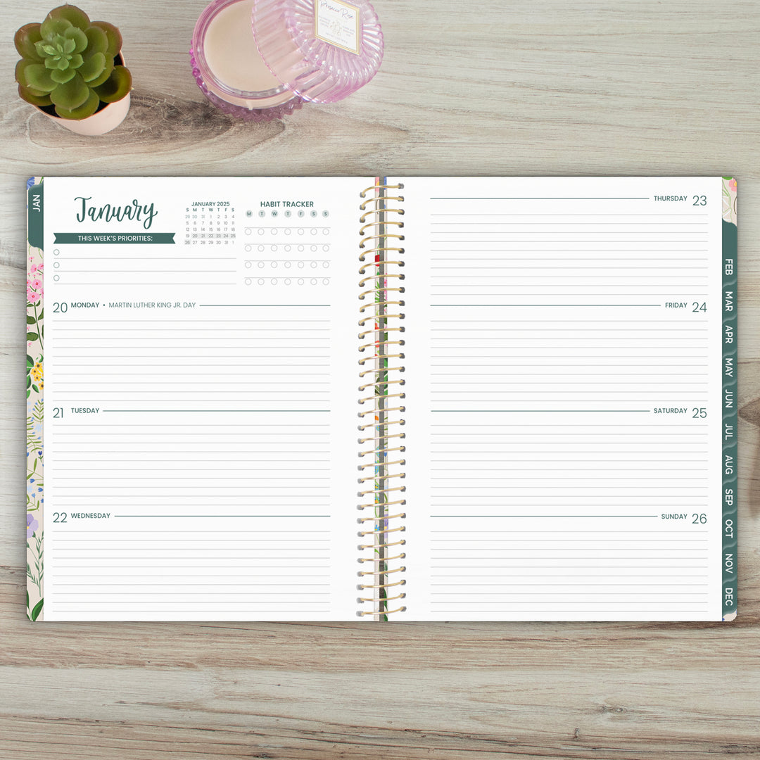 2025 Soft Cover Planner, 8.5" x 11", Garden Party, Beige