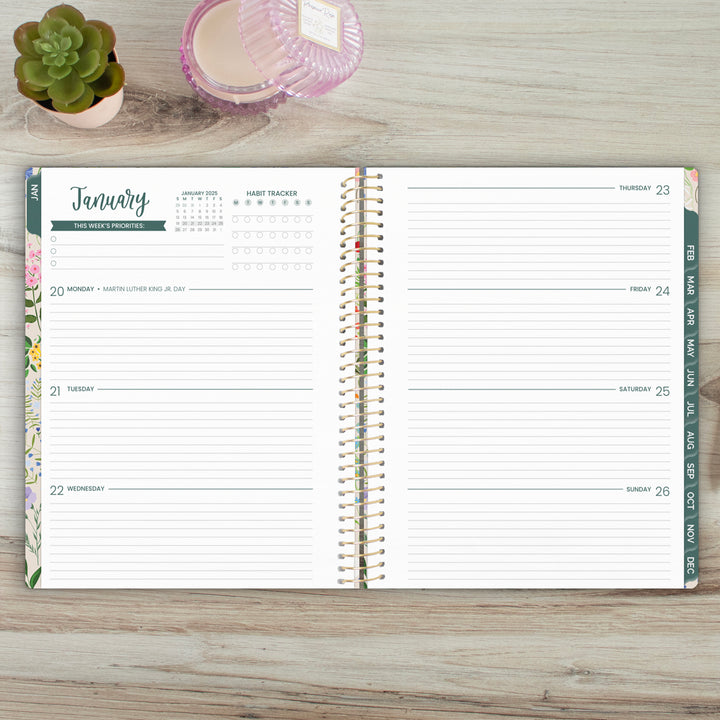 2025 Soft Cover Planner, 8.5" x 11", Garden Party, Beige