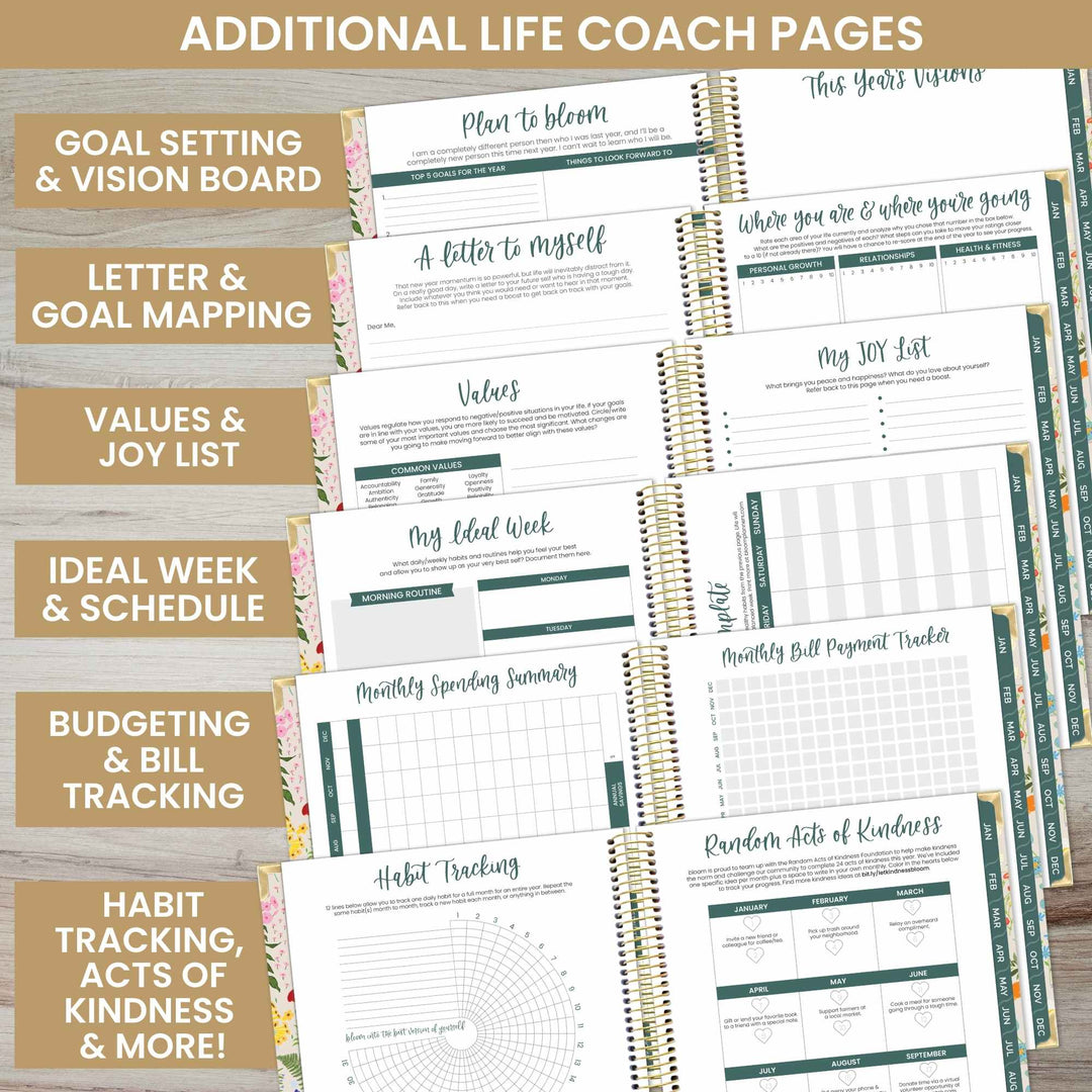 2025 Vision Planner, 7.5" x 9", Garden Party, Beige