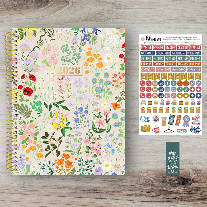 2026 Soft Cover Planner, 8.5" x 11", Garden Party, Beige
