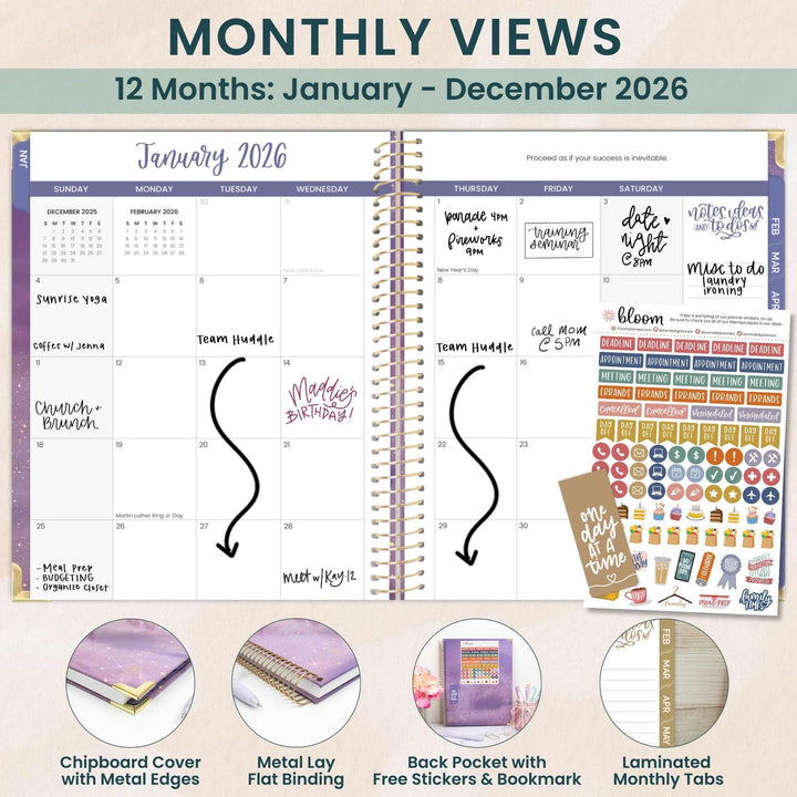 2026 Hard Cover Planner, 8.5" x 11", Good Things are Coming
