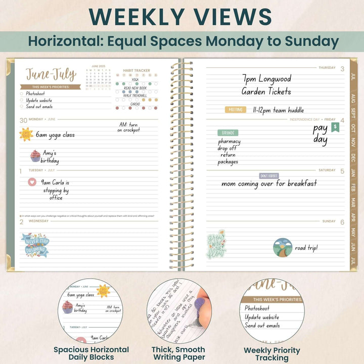 2025-26 Hard Cover Planner, 8.5" x 11", Green Linen