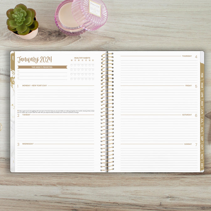 2024 Soft Cover Planner, 8.5" x 11", Marble