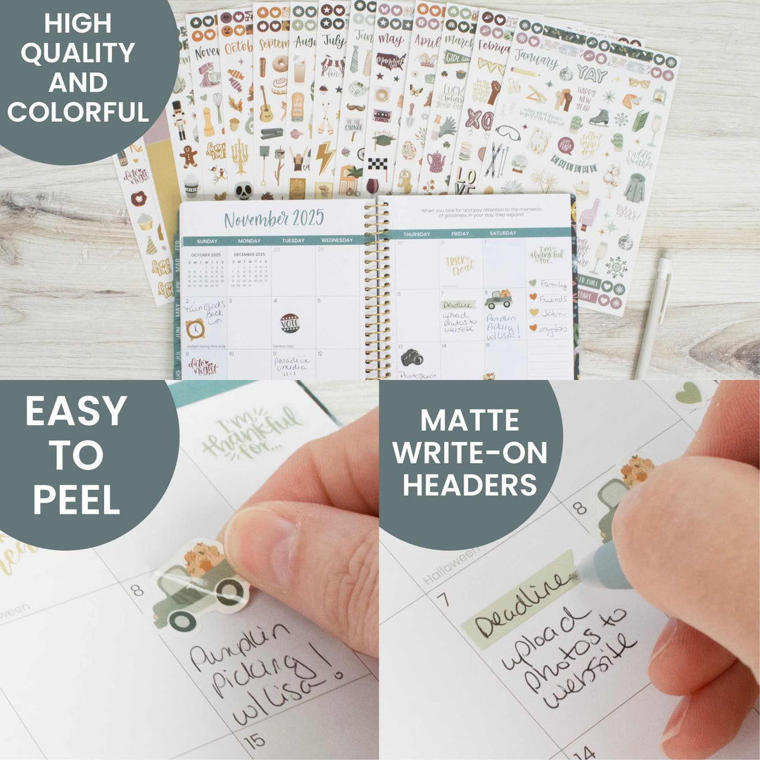 Planner Sticker Value Pack, Monthly Celebrations, Cool Tones