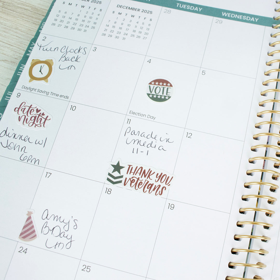 Planner Sticker Value Pack, Monthly Celebrations, Cool Tones