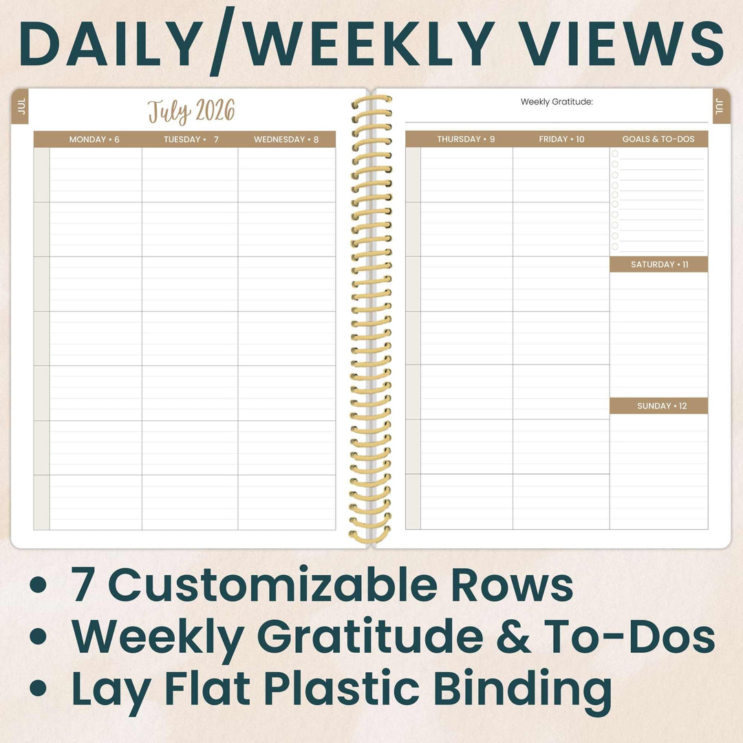 2026–27 Daisy Column Academic Planner, 7" x 9" | Checkered - bloom daily planners