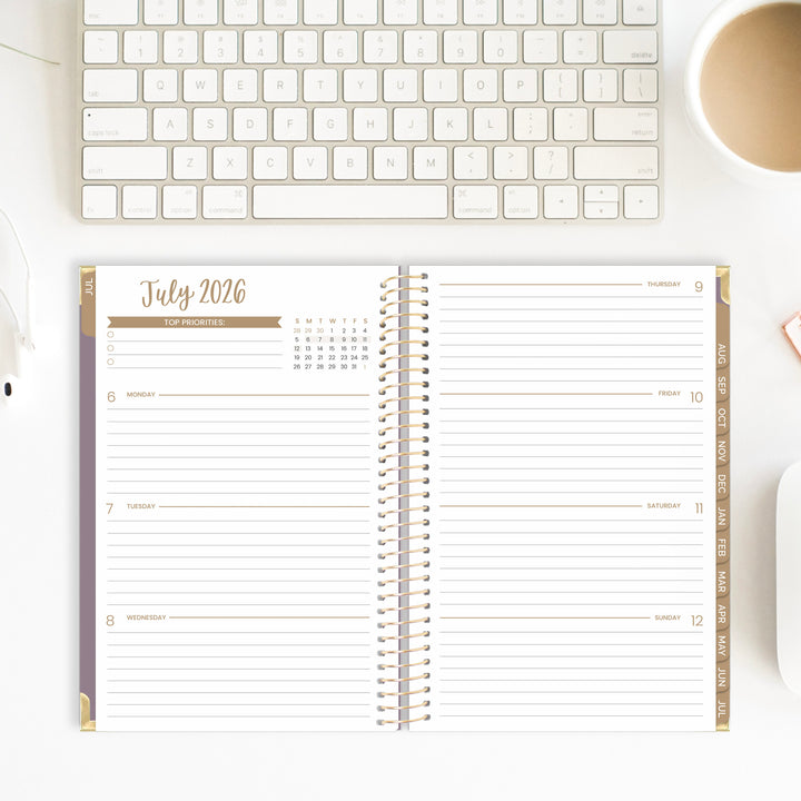 2026-27 Hard Cover Planner, 5.5" x 8.25" | Purple Linen - bloom daily planners