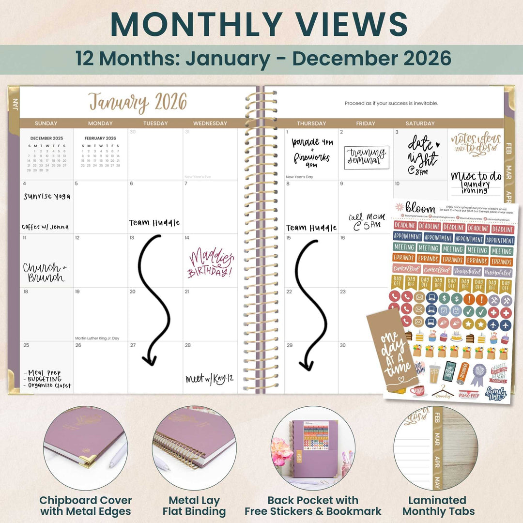 2026 Hard Cover Planner, 8.5" x 11", Linen, Purple