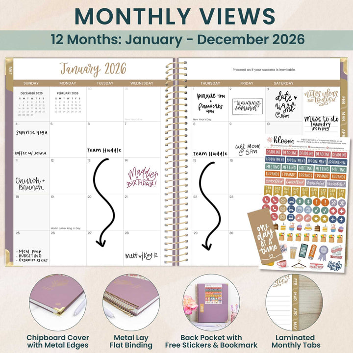 2026 Hard Cover Planner, 8.5" x 11", Linen, Purple