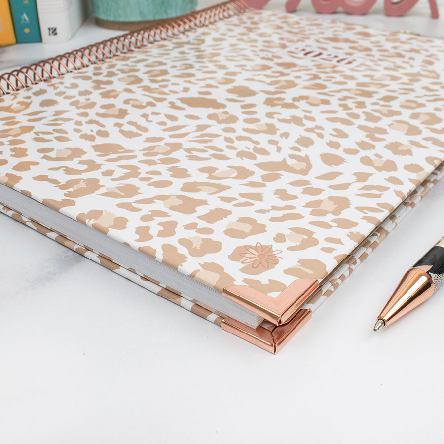 2026 Hard Cover Planner, 8.5" x 11", Tan Leopard