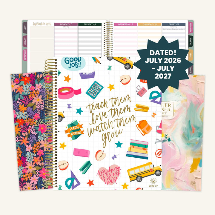 2026-27 Teacher Planner | Bold & Bright | Interchangeable Cover - bloom daily planners