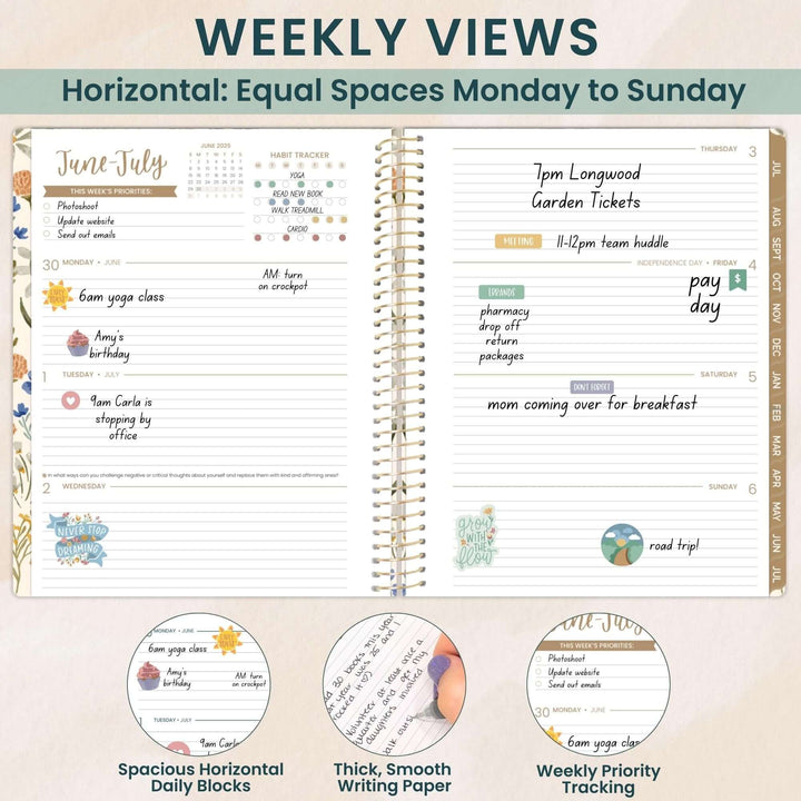 2025-26 Soft Cover Planner, 8.5" x 11", Whimsical Wildflowers
