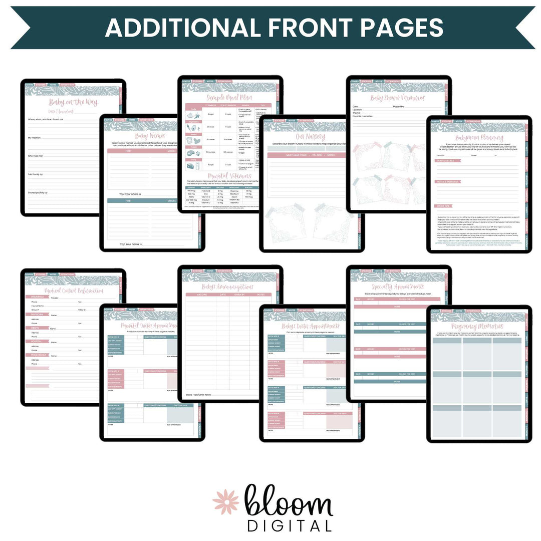 Digital Planner, Pregnancy & Baby's First Year