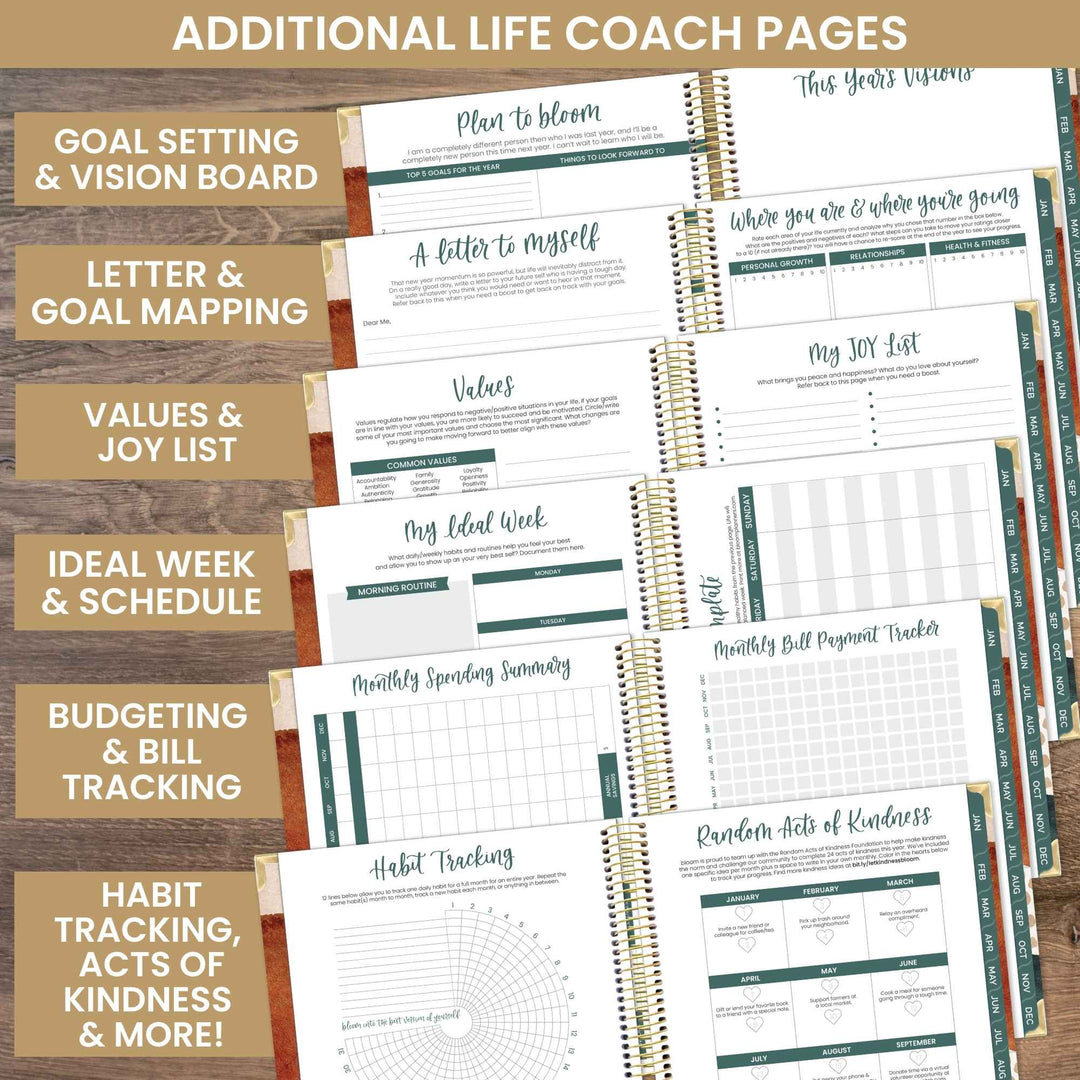 2025 Vision Planner, 7.5" x 9", Earthy Abstract, Green