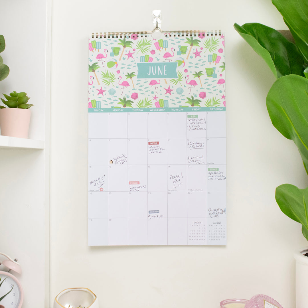 2025 Hanging Calendar, 11" x 17", Holiday Icons