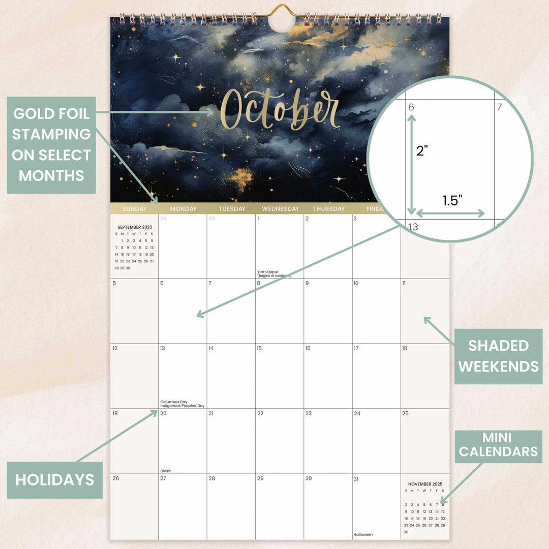 2025-26 Hanging Calendar, 11" x 17", Seasonal
