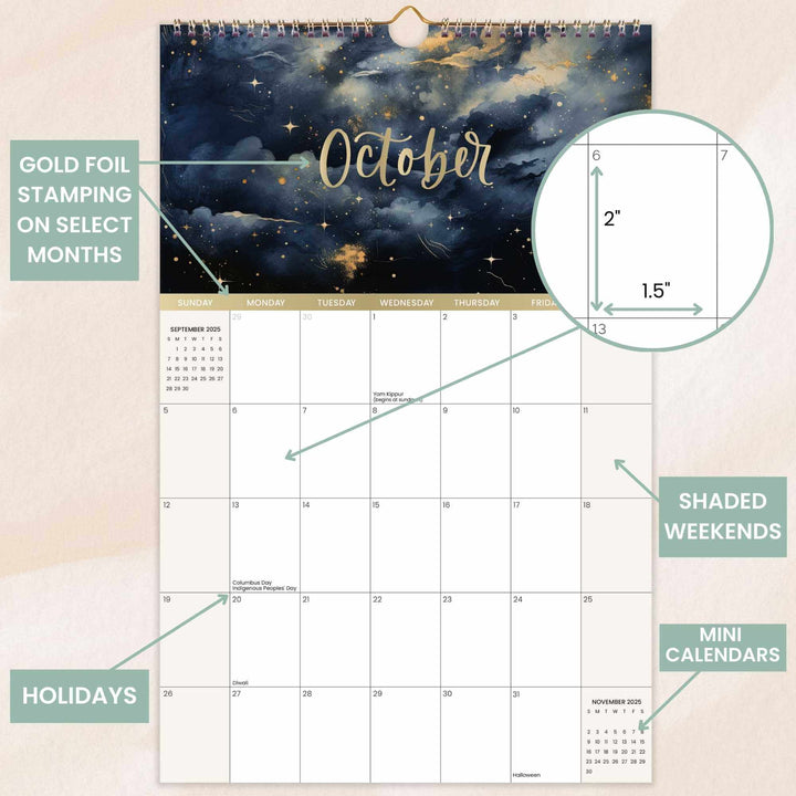2025-26 Hanging Calendar, 11" x 17", Seasonal
