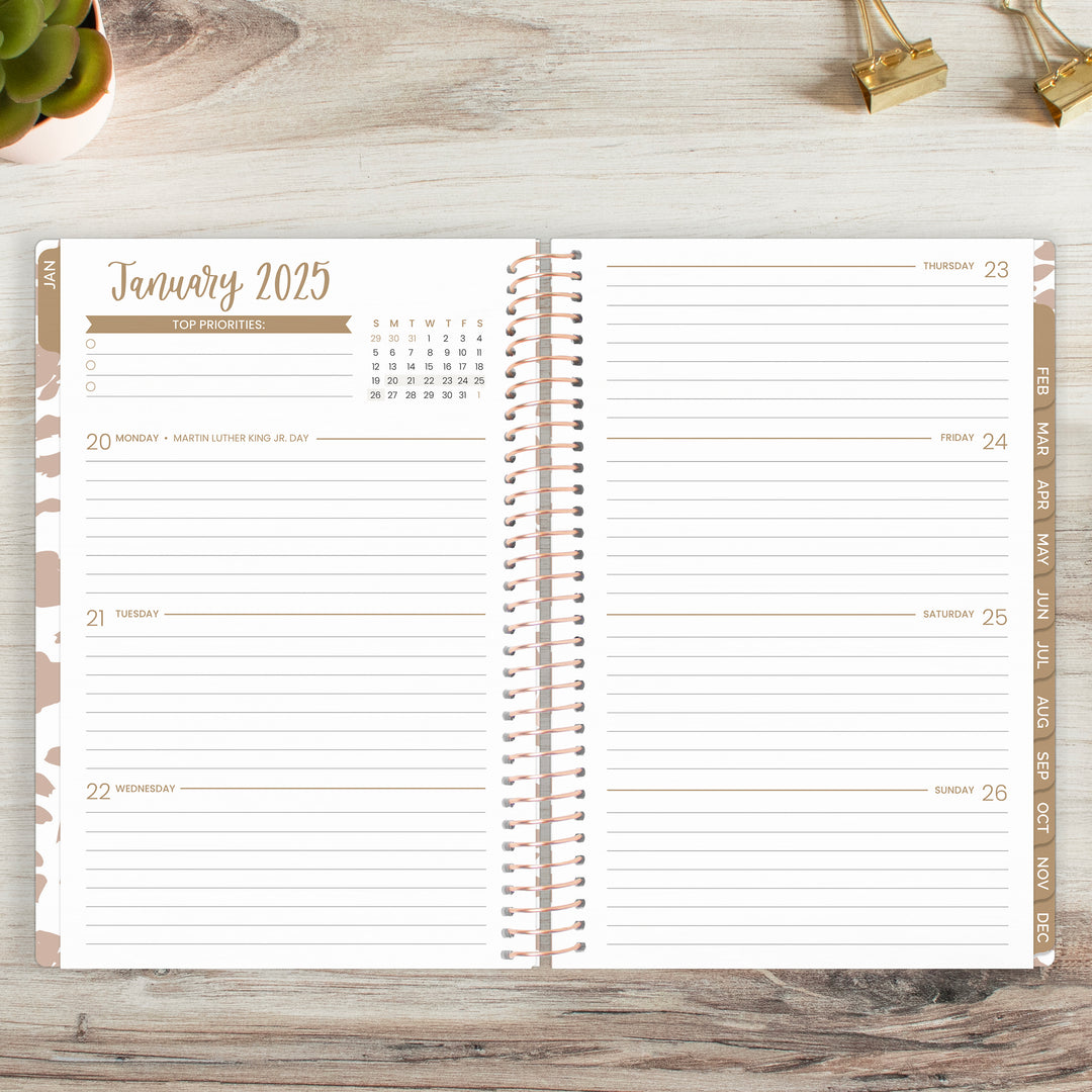 2025 Soft Cover Planner, 5.5" x 8.25", Tan Leopard