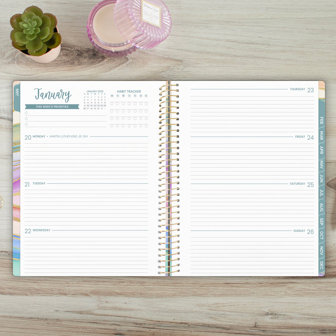 2025 Soft Cover Planner, 8.5" x 11", Watercolor Waves