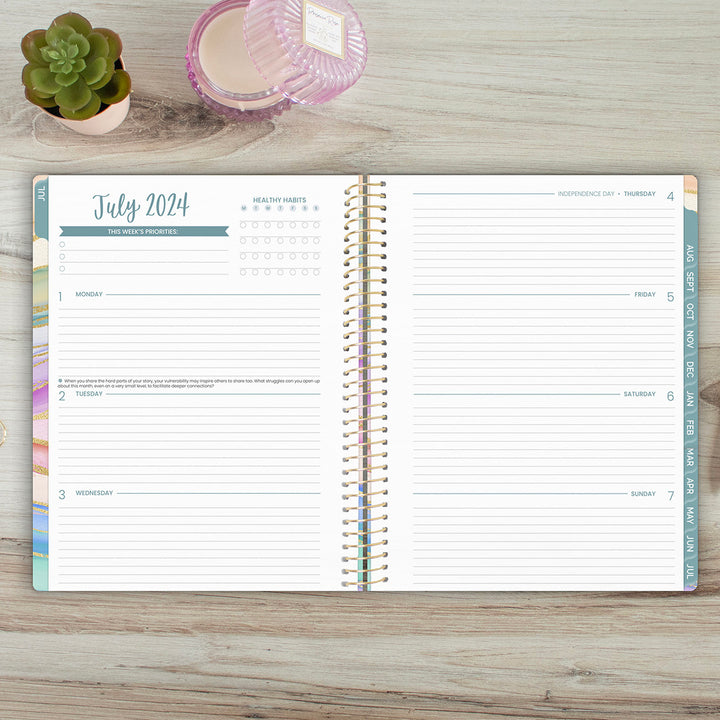 2024-25 Soft Cover Planner, 8.5" x 11", Watercolor Waves