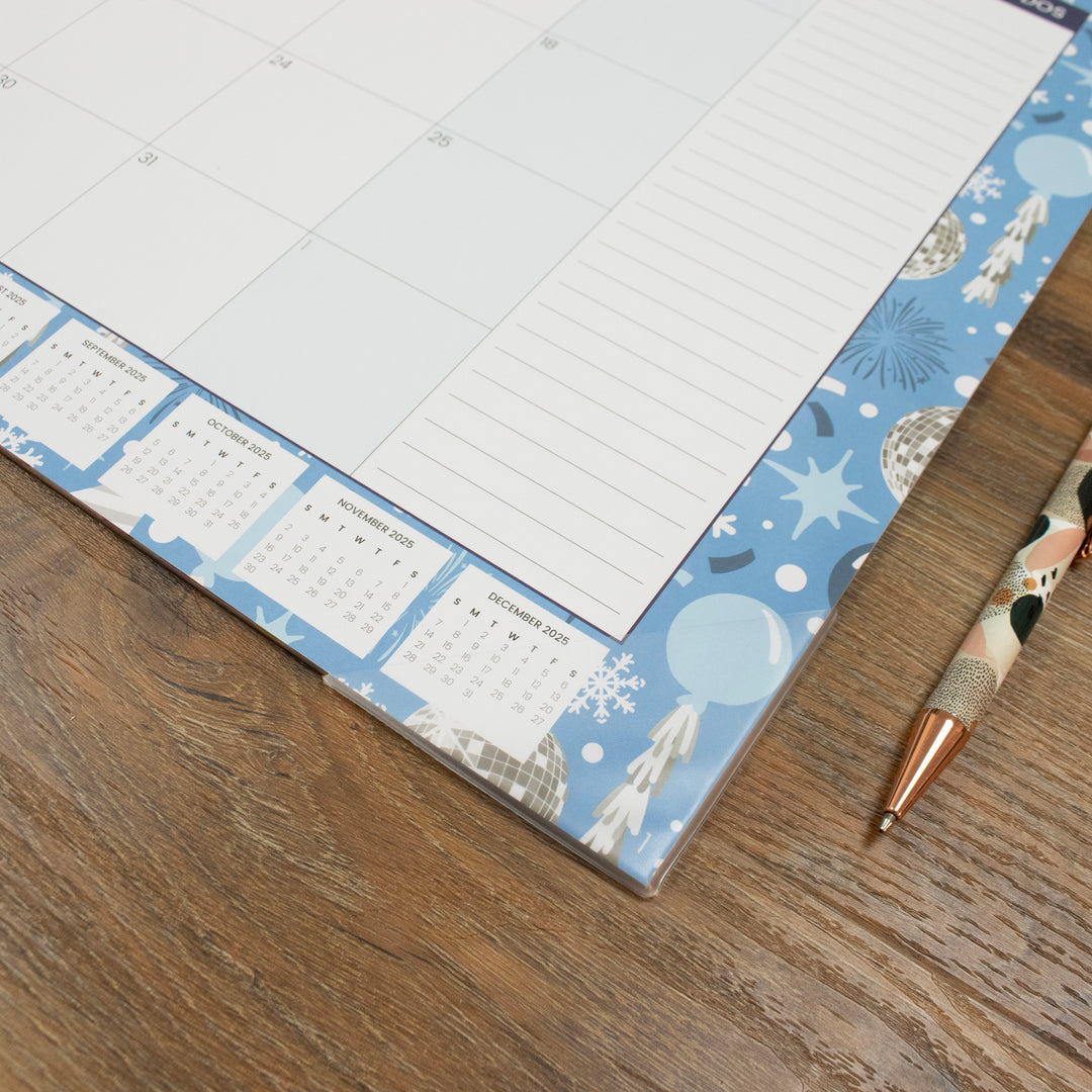 2025 Desk Calendar, 16" x 21", Holiday Icons