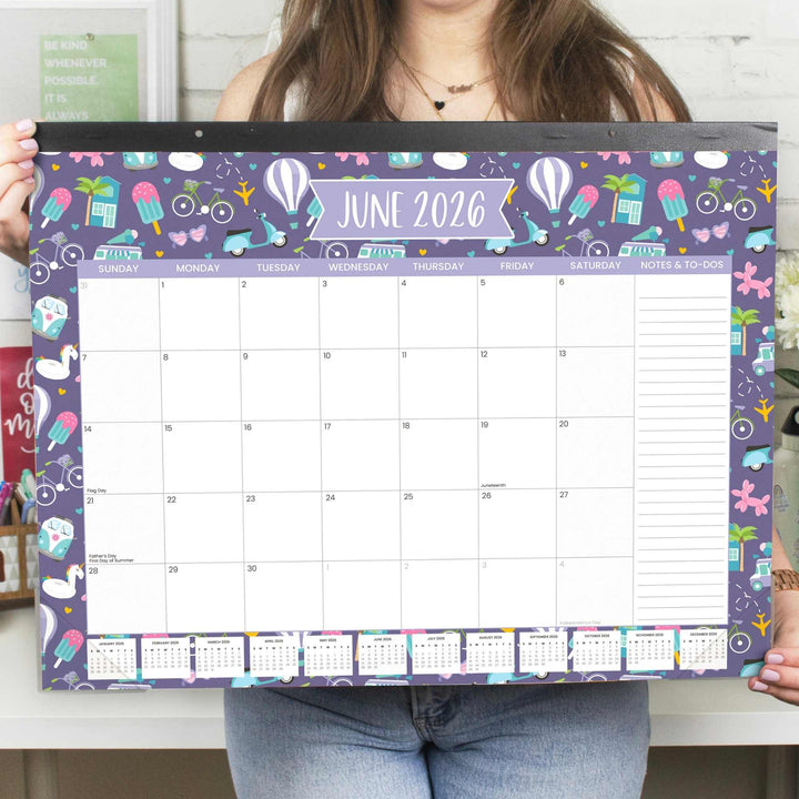 2026 Desk & Wall Calendar, 16" x 21", Holiday Icons