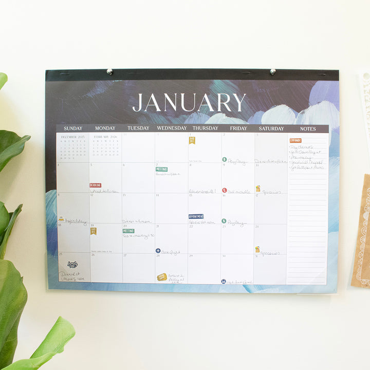 2026 Desk & Wall Calendar, 16" x 21", Paint Strokes