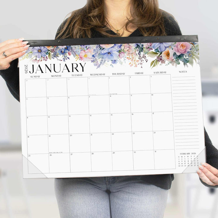 2026 Desk & Wall Calendar, 16" x 21", Seasonal Florals