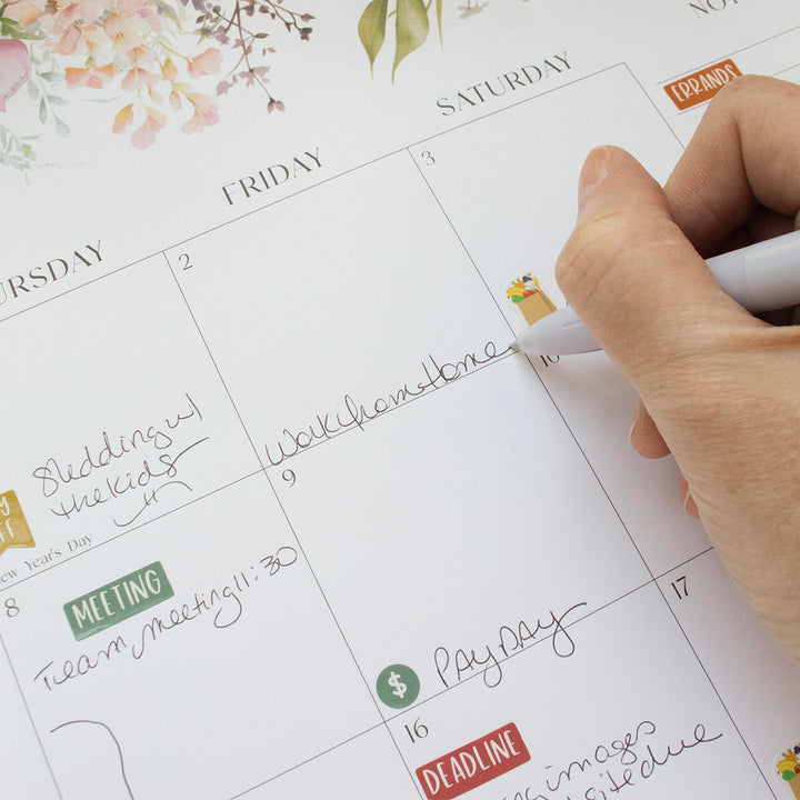 2026 Desk & Wall Calendar, 16" x 21", Seasonal Florals