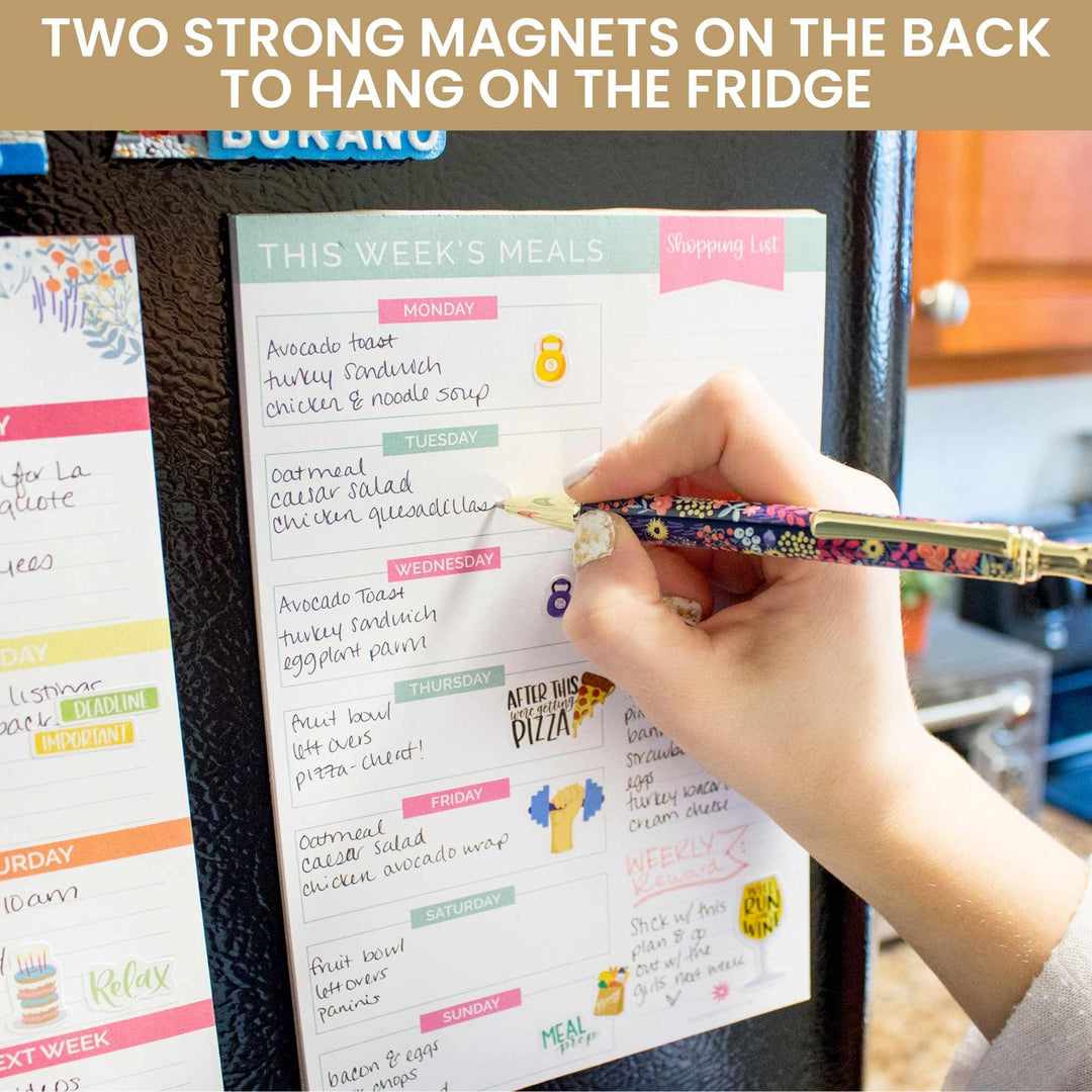 Planning Pad, 6" x 9", Meal Planning Pad with Magnets, Pink & Teal