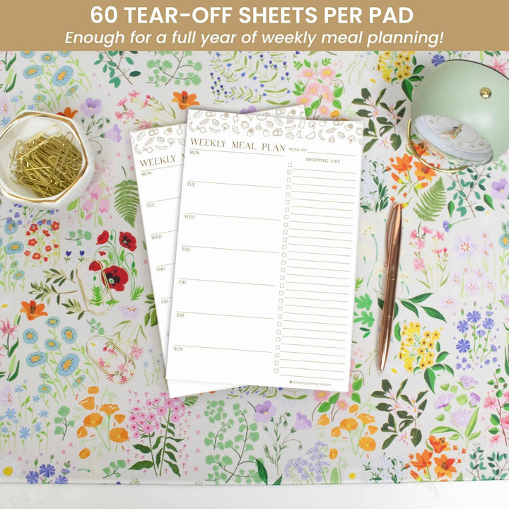 Planning Pad, 6" x 9", Meal Planning Pad with Magnets, Modern Gold