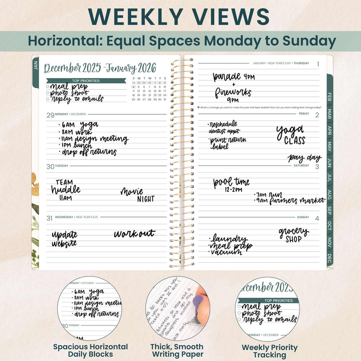 2026 Soft Cover Planner, 5.5" x 8.25", Beige Bouquet