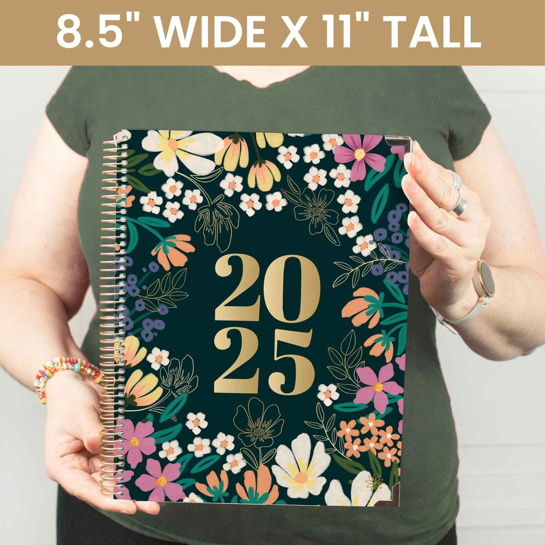 2025 Hard Cover Planner, 8.5" x 11", Blooming Wildly