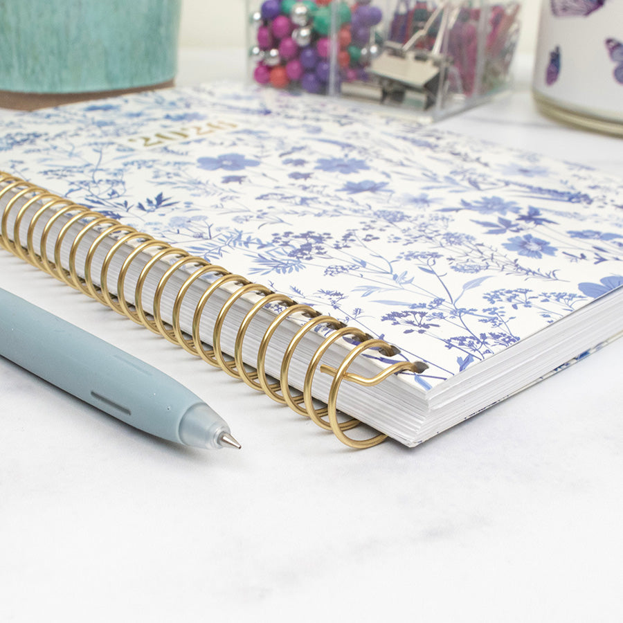 2026 Soft Cover Planner, 5.5" x 8.25", Blue & White Floral