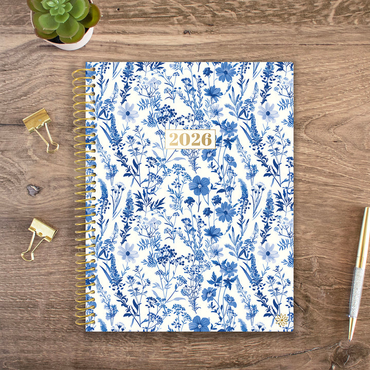 2026 Soft Cover Planner, 8.5" x 11", Blue & White Floral