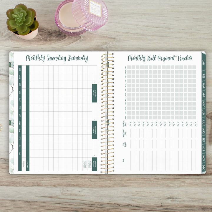 2025 Soft Cover Planner, 8.5" x 11", Boho Greenery