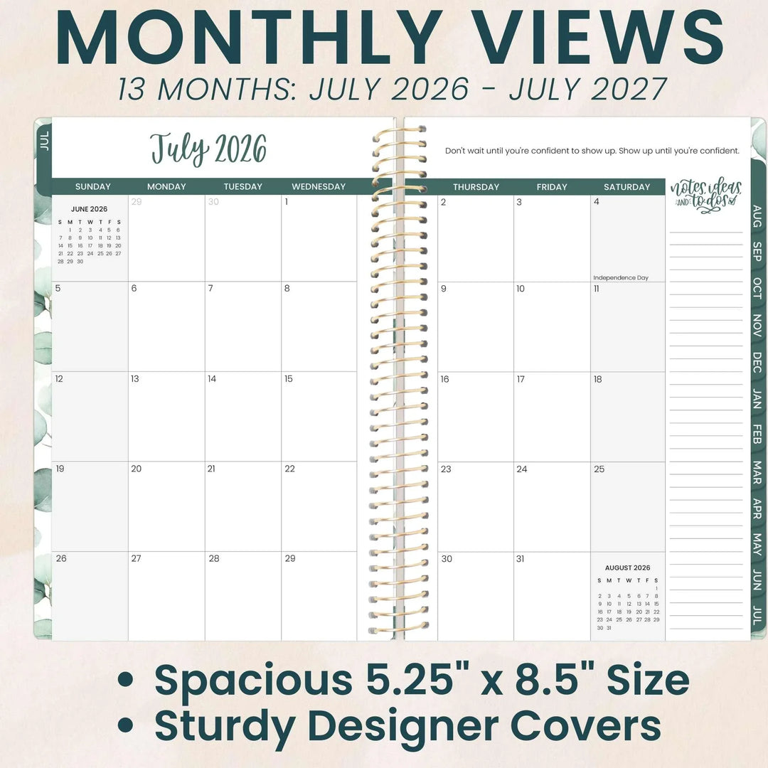 2026-27 Soft Cover Planner, 5.5" x 8.25" | Boho Greenery - bloom daily planners