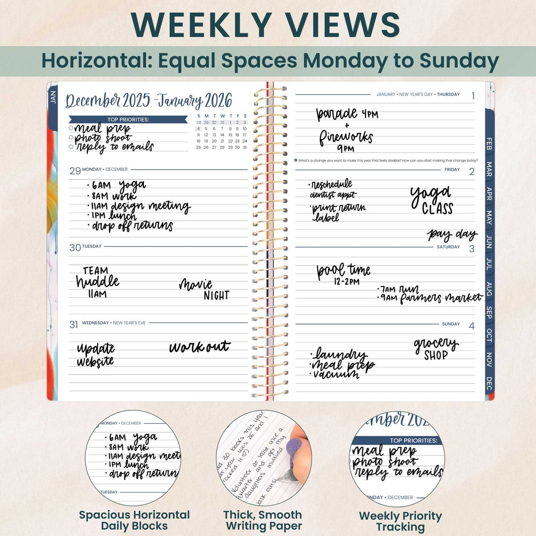 2026 Soft Cover Planner, 5.5" x 8.25", Brilliant Brushstrokes