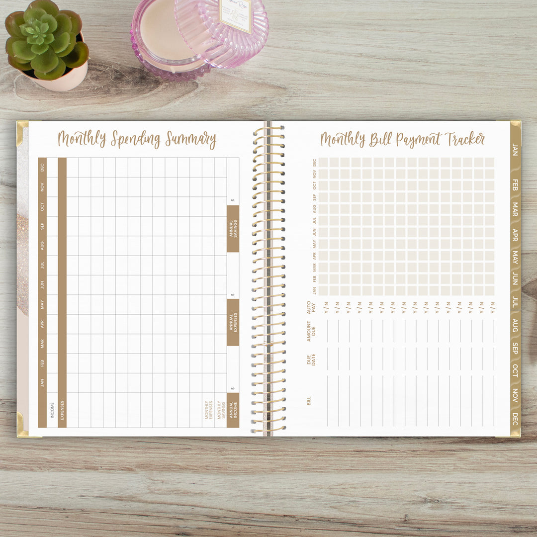 2025 Hard Cover Planner, 8.5" x 11", Brushed Beige