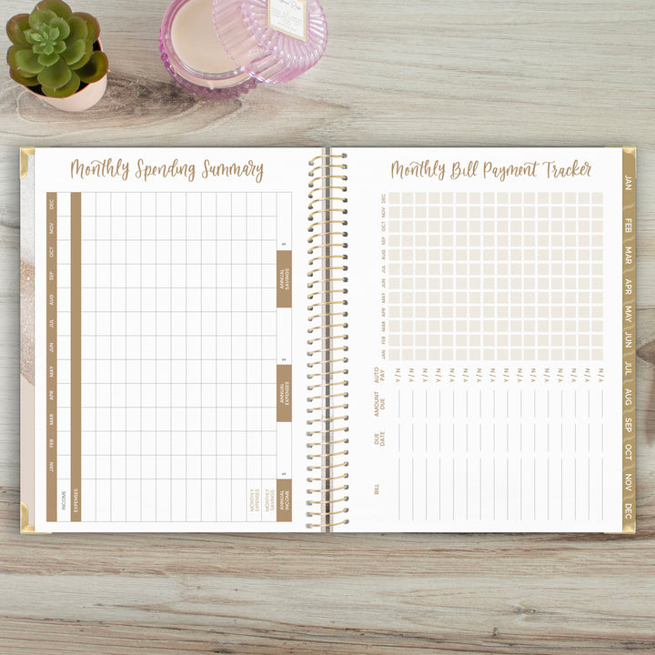 2025 Hard Cover Planner, 8.5" x 11", Brushed Beige