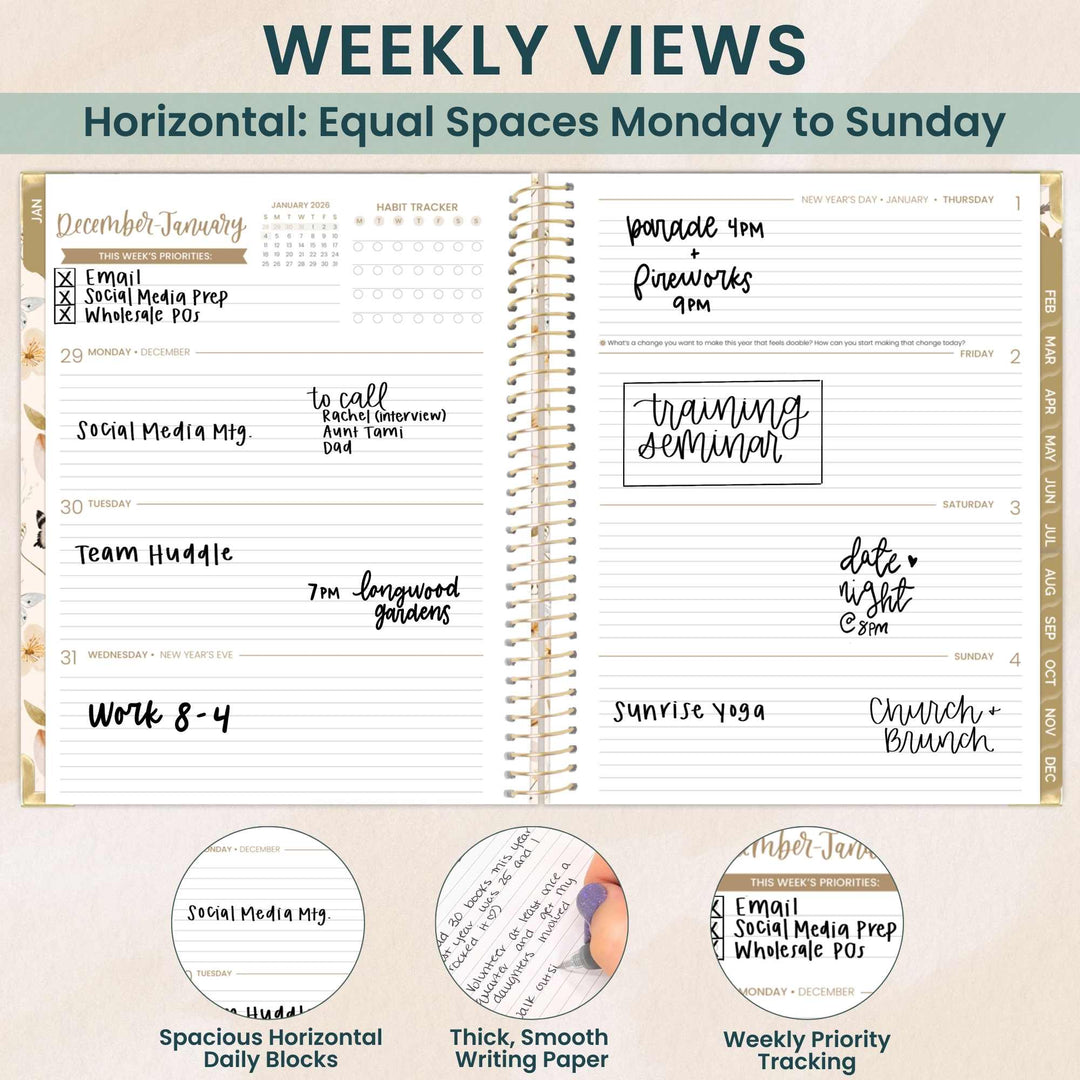 2026 Hard Cover Planner, 8.5" x 11", Butterfly Garden