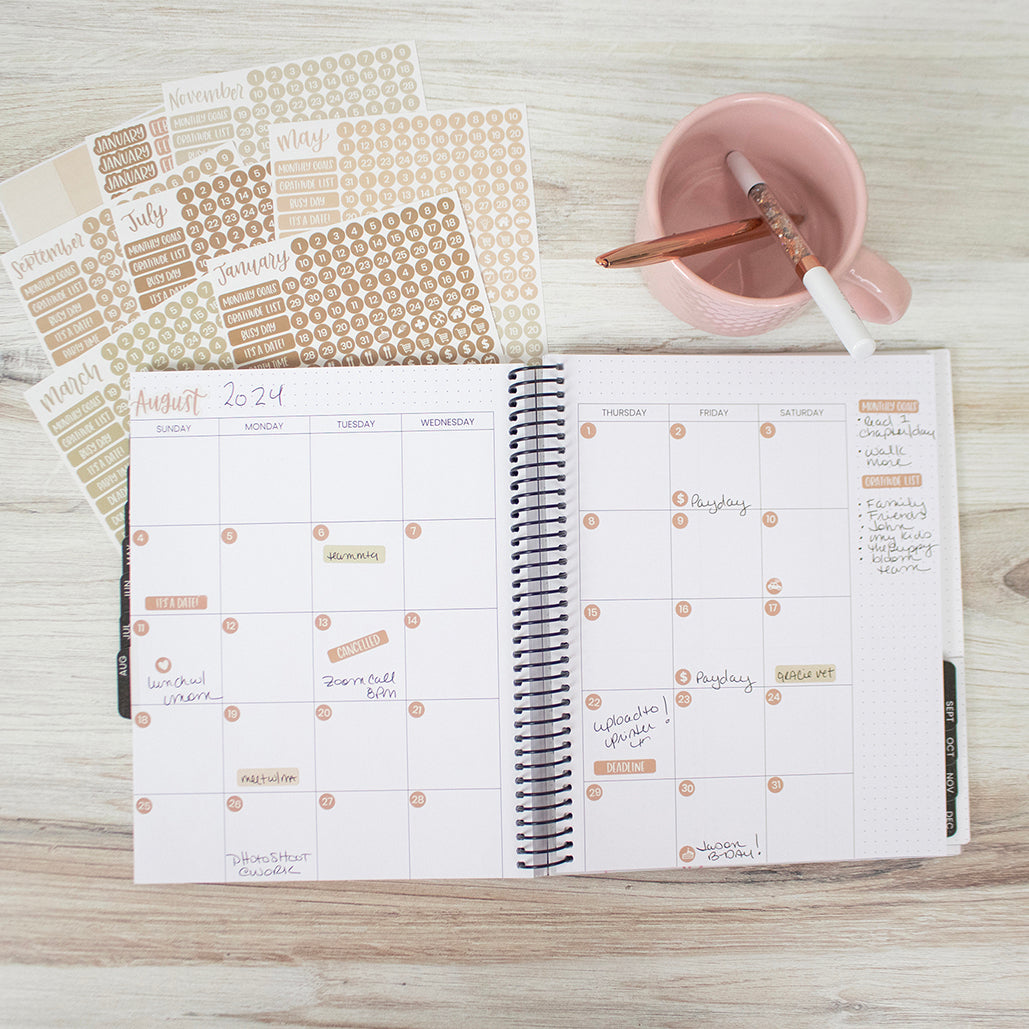 Planner Sticker Pack, Calendar Essentials, Aesthetic Boho