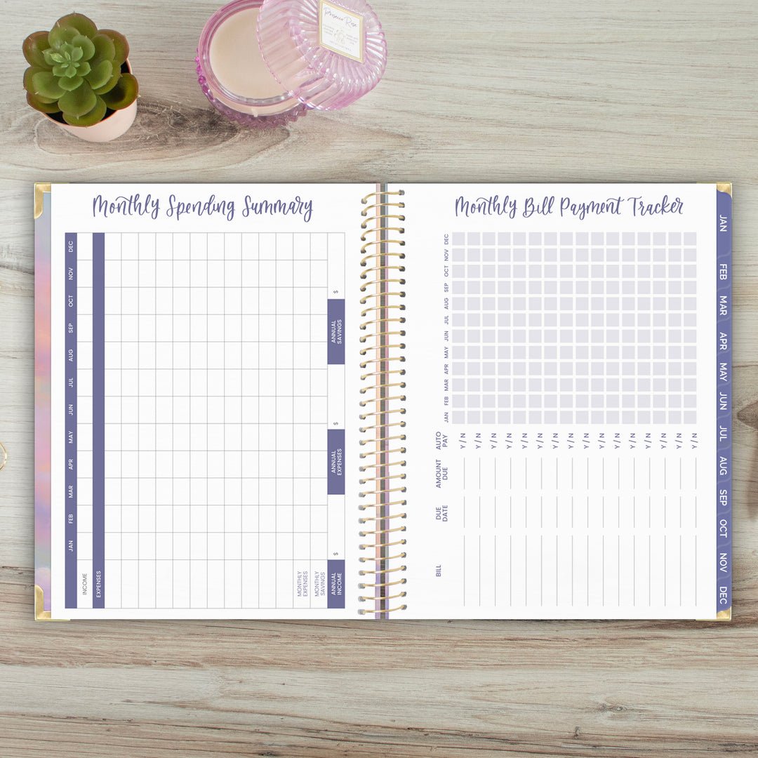 2025 Hard Cover Planner, 8.5" x 11", Cotton Candy Clouds